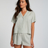 Linen Pyjama Top, Green