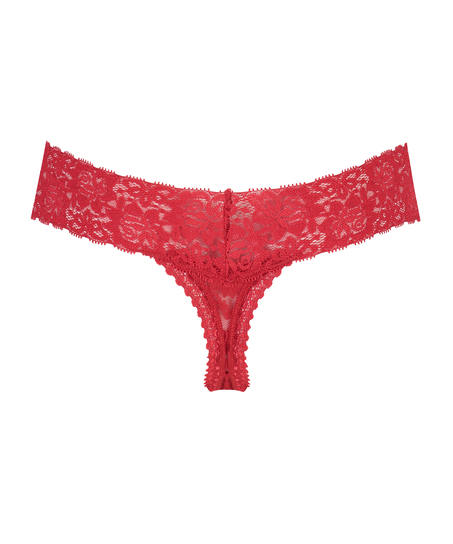 Floral Lace Thong, Red