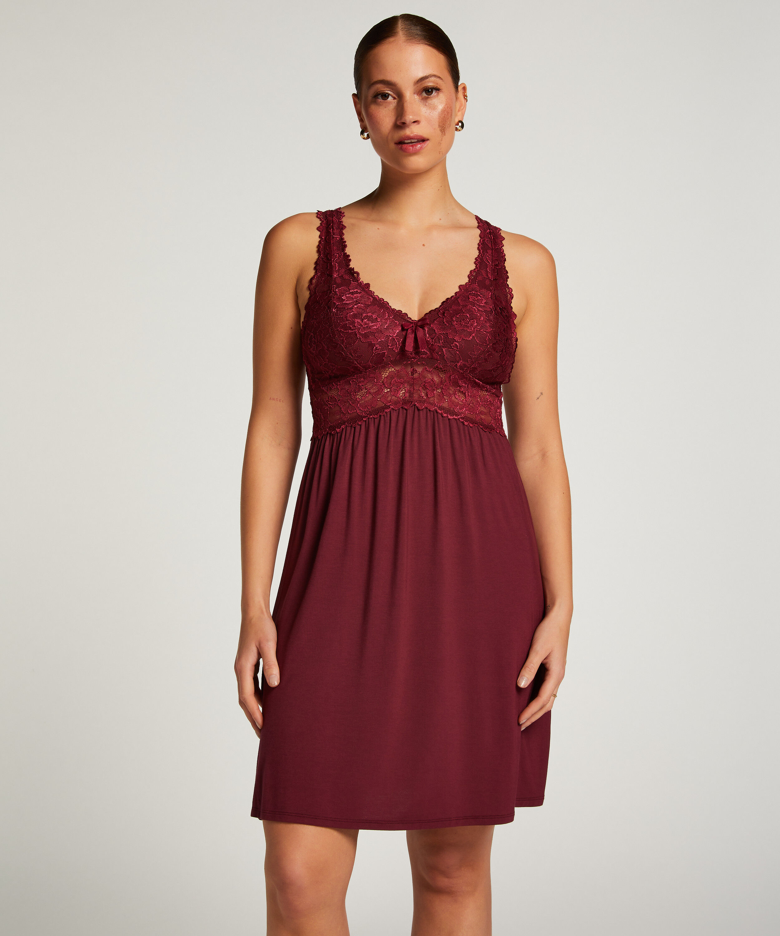 Nora Lace Slip Dress, Purple