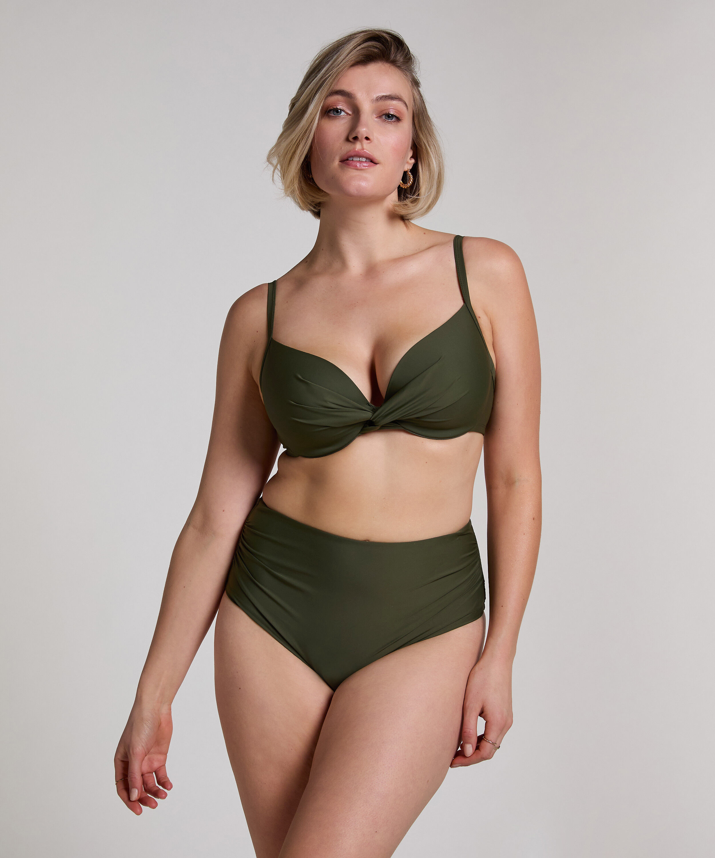 Luna padded bikini top, Green