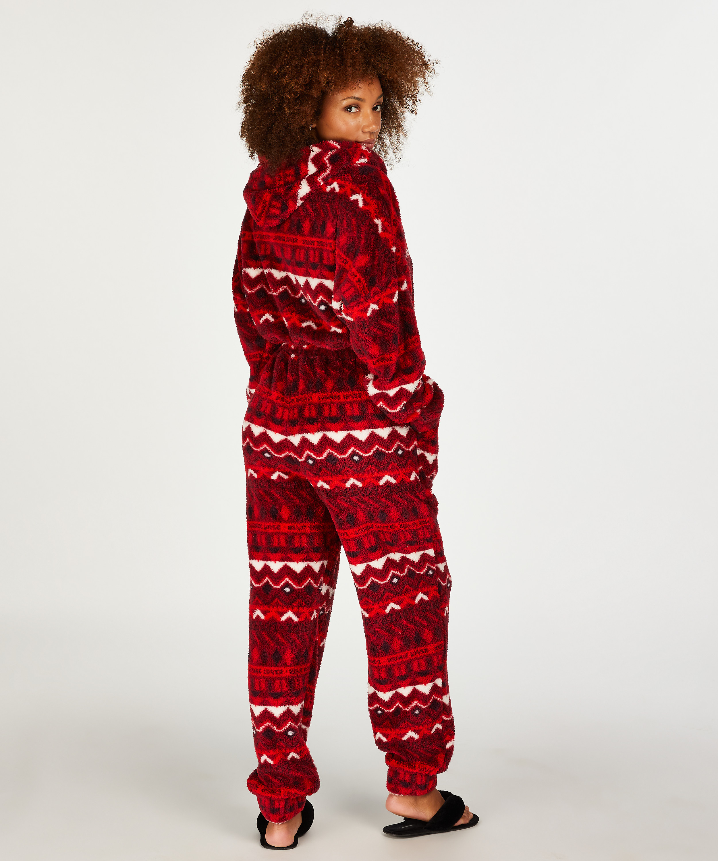 Fair Isle Flannel Fleece Onesie, Red, main
