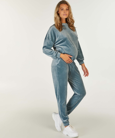 Velours Maternity Joggers, Blue