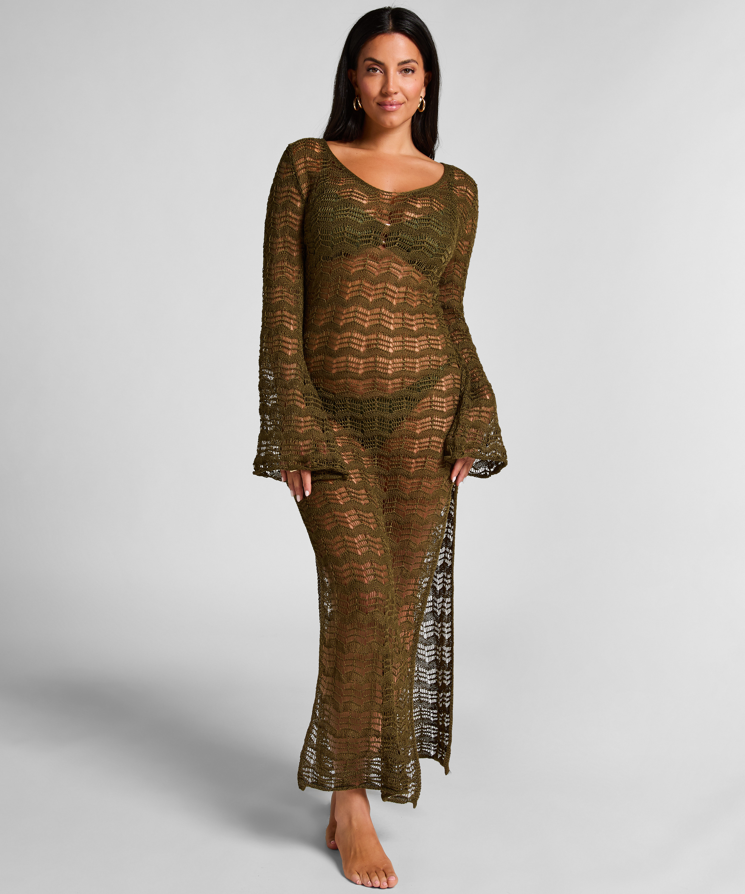 Crochet Maxi Dress, Green, main
