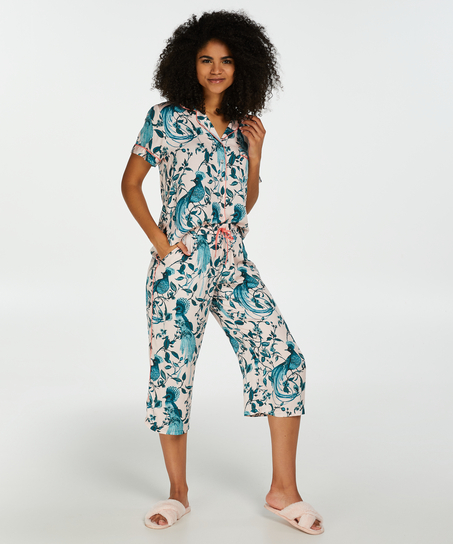 Woven Pyjama Jacket Short Sleeves, Pink