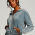 Velour hoodie jacket, Blue
