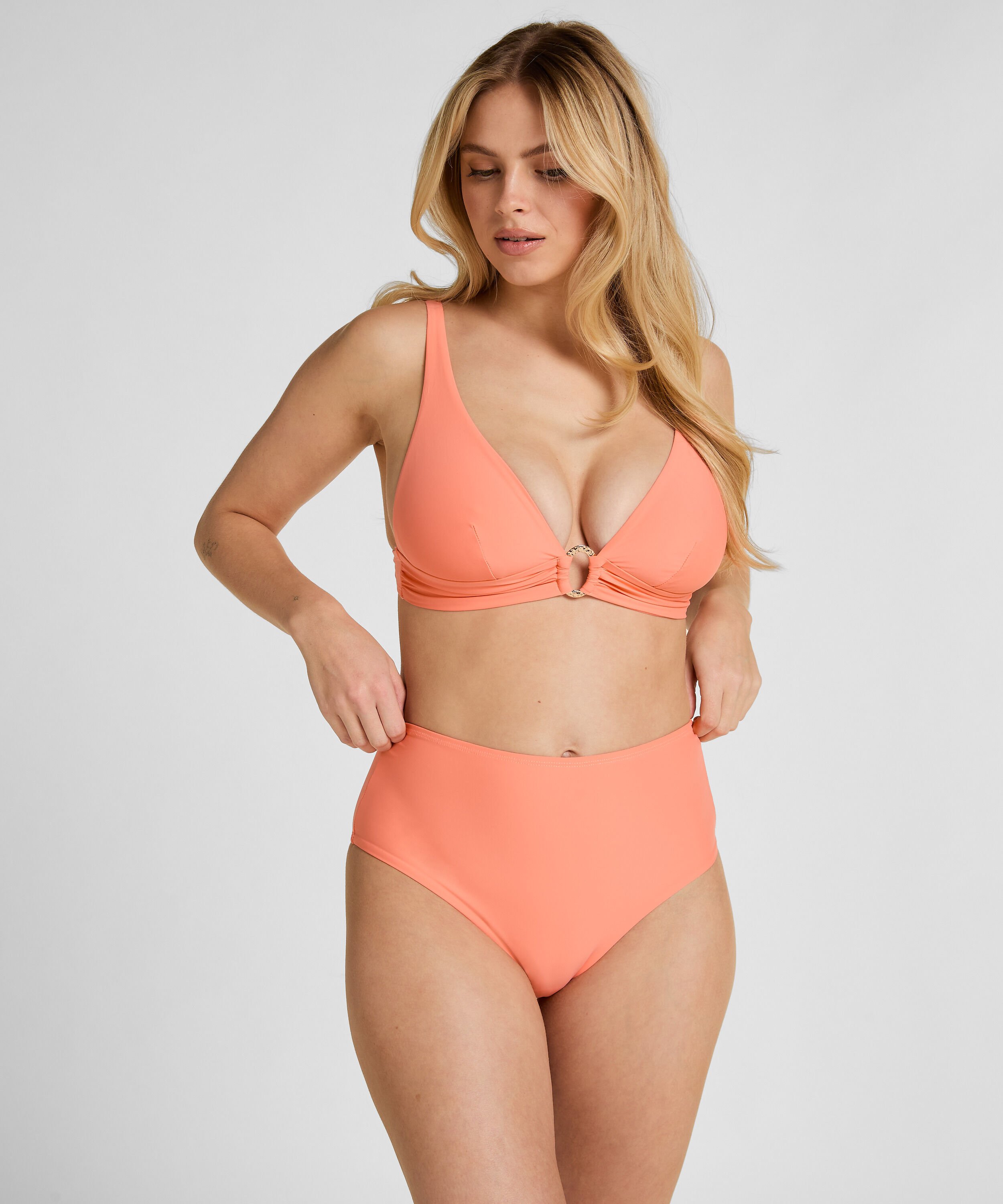 High-Waisted Shaping Bikini Bottom Luxe, Orange