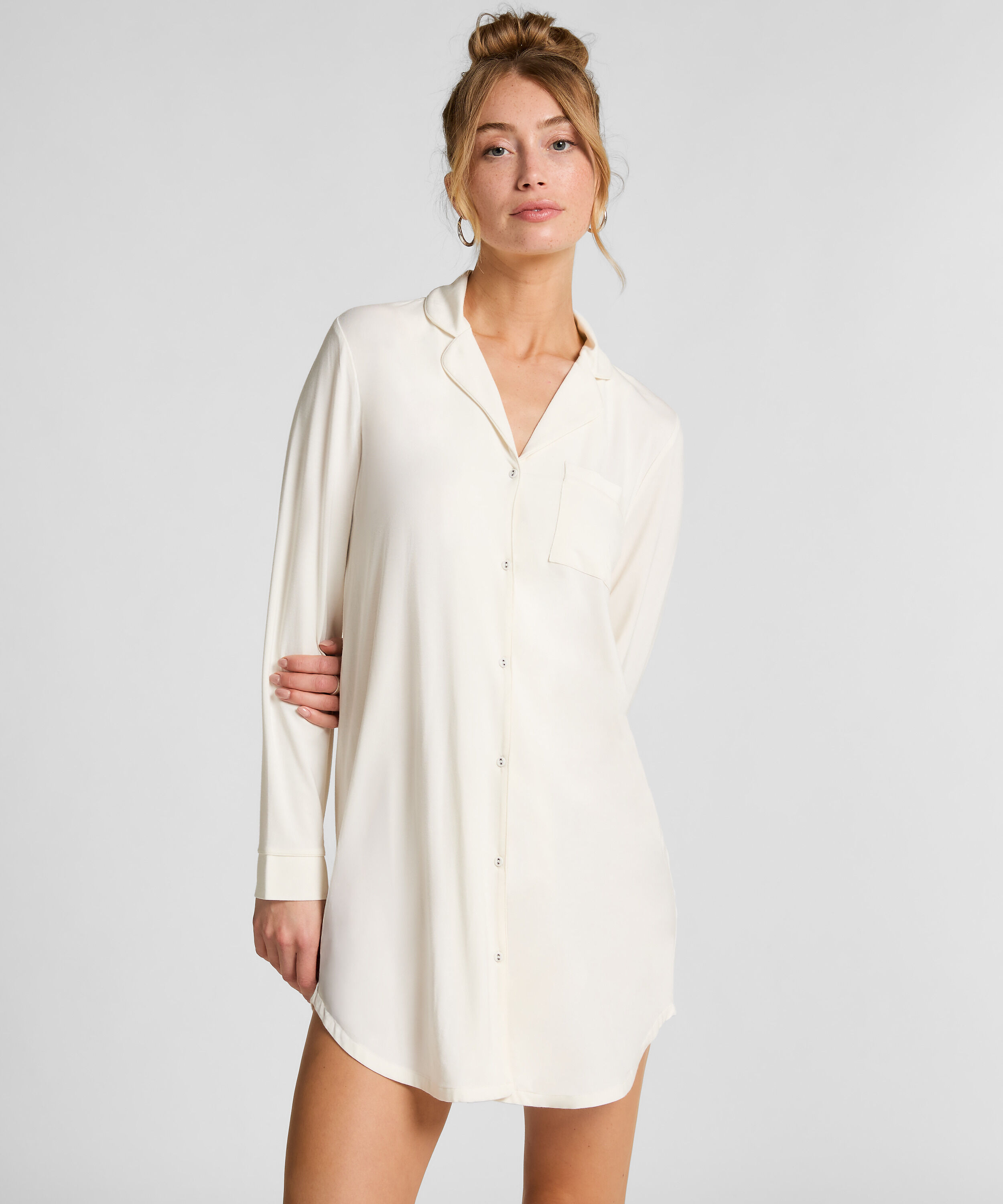 Essential Jersey Shirtdress, White Essential Jersey Shirtdress, White