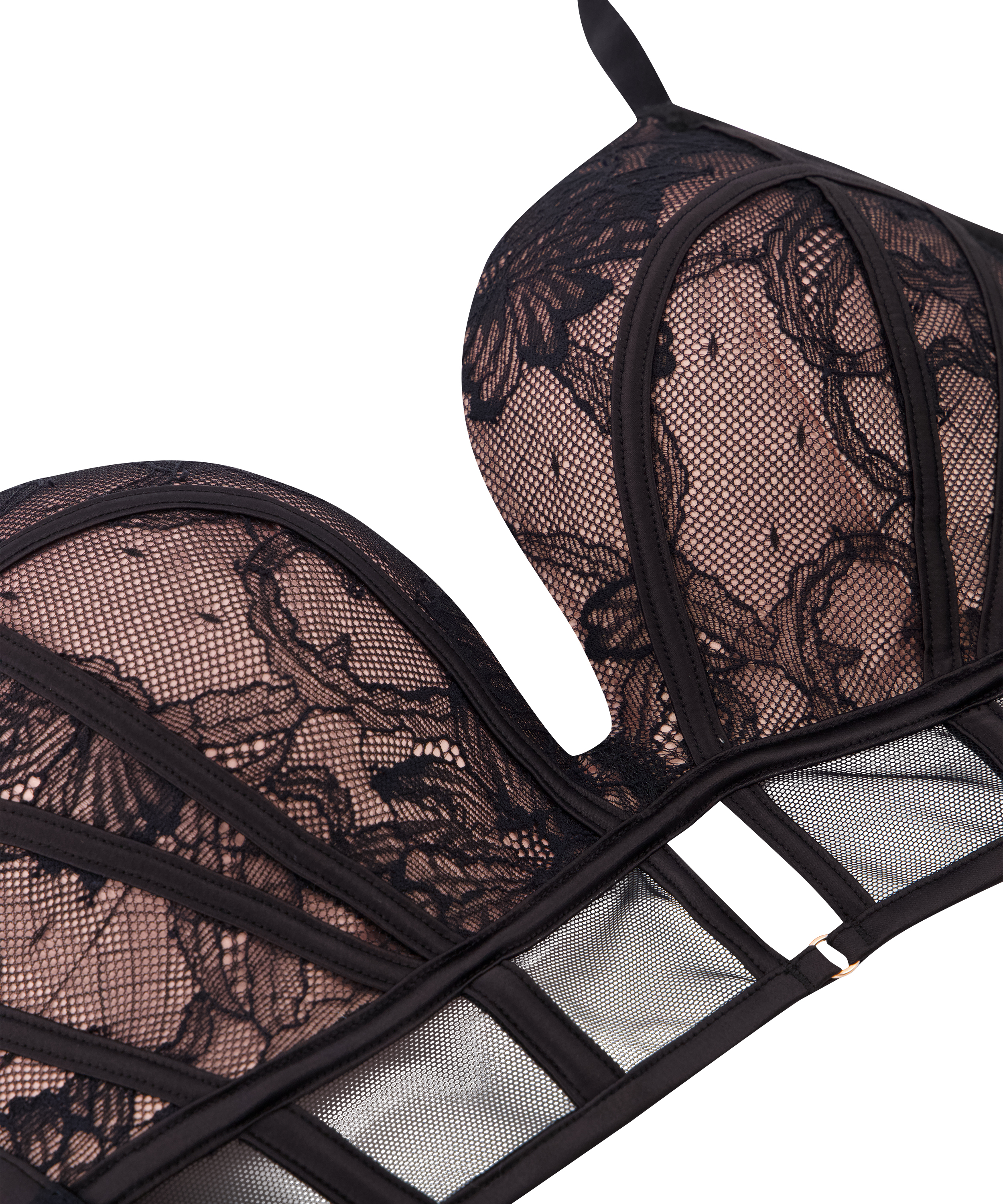 Magdalena Padded Non-Wired Longline Push-Up Bra, Black, main