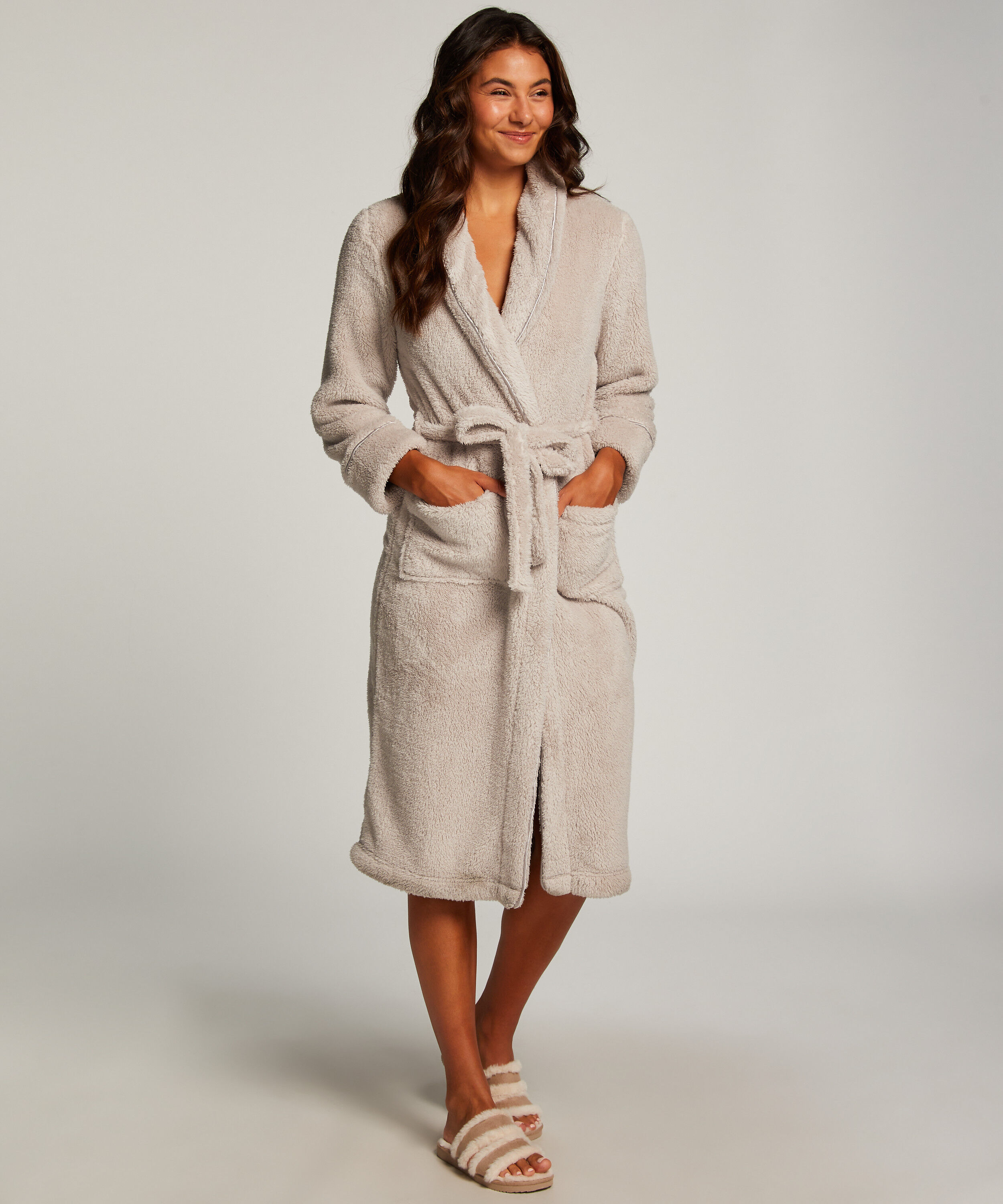 Fleece Bathrobe, Brown