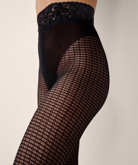 Tights 15 Denier Graphic Mesh, Black