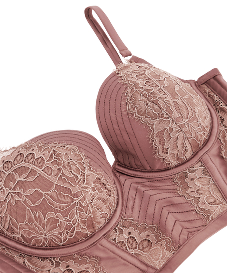 Erika padded longline underwired bra, Brown