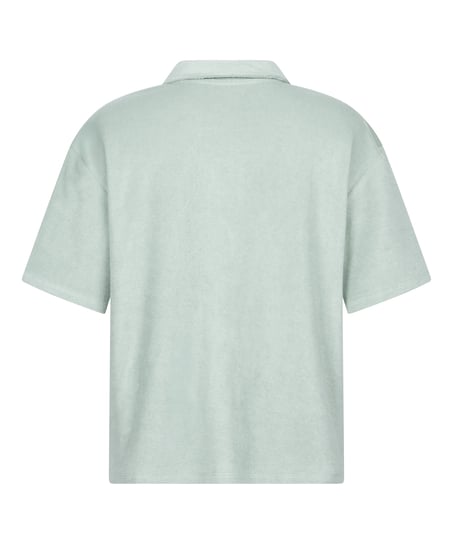 Towel Texture Button-Up Shirt, Green