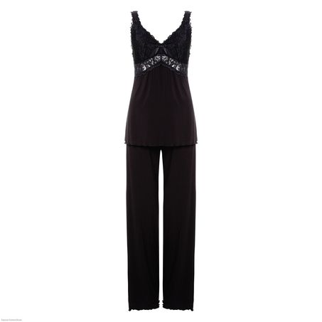 Pyjamaset Modal lace, Black