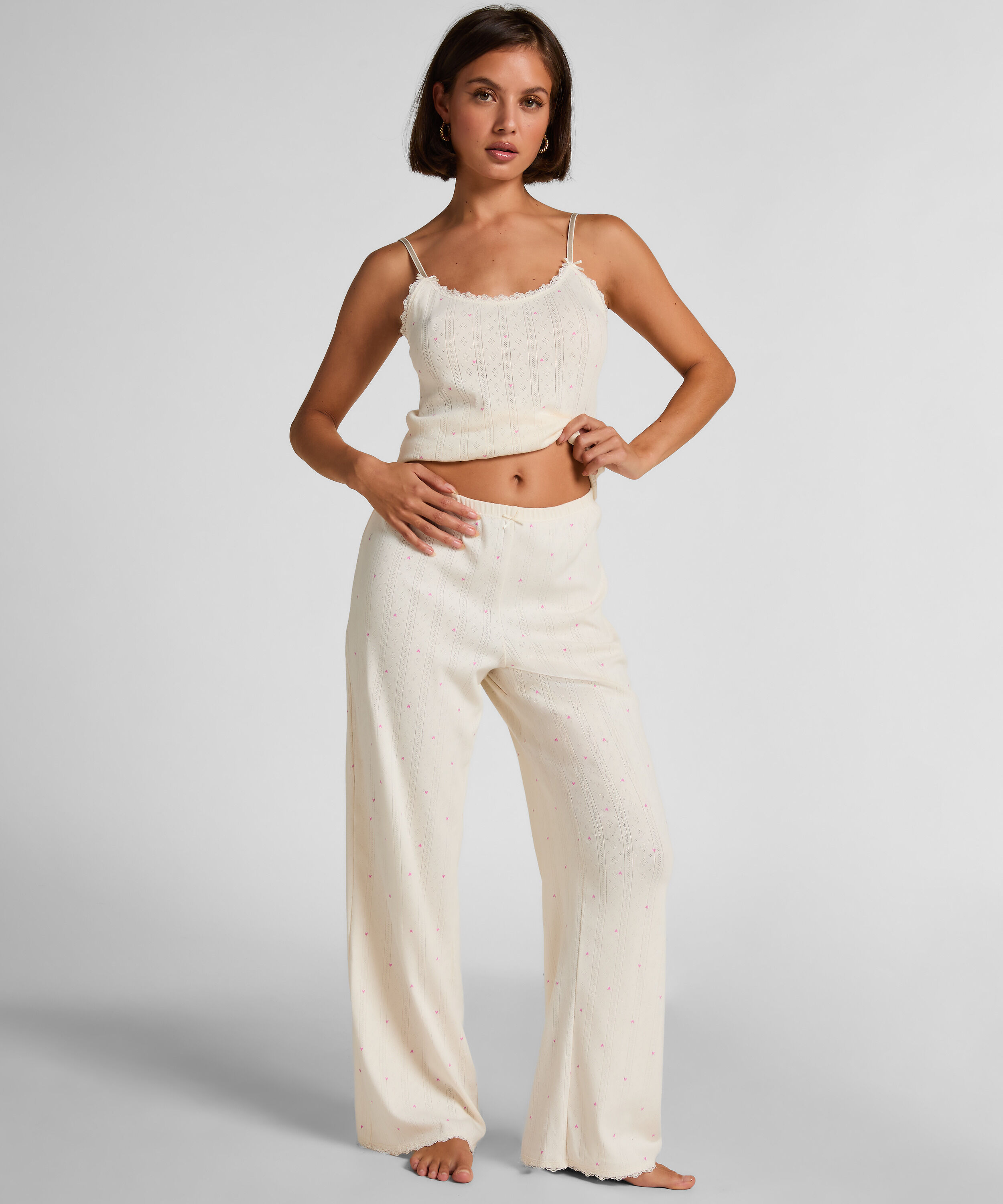 Pointelle Pant, White Pointelle Pant, White