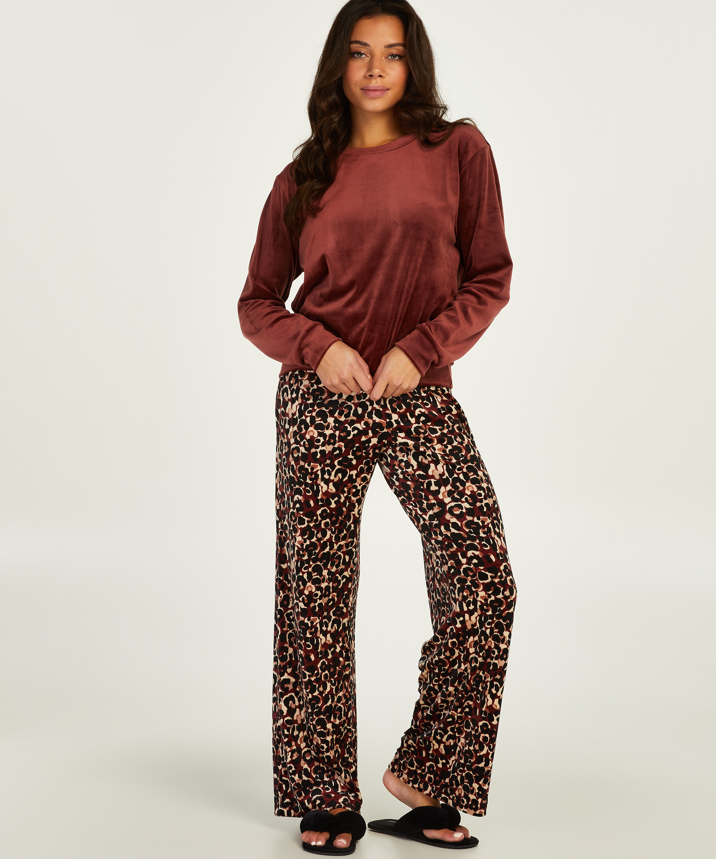 Velvet pyjama set, Brown, main