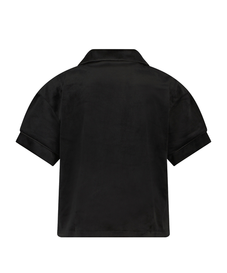 Short Sleeve Velour Jacket, Black