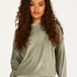 Velour rib top with long sleeves, Green