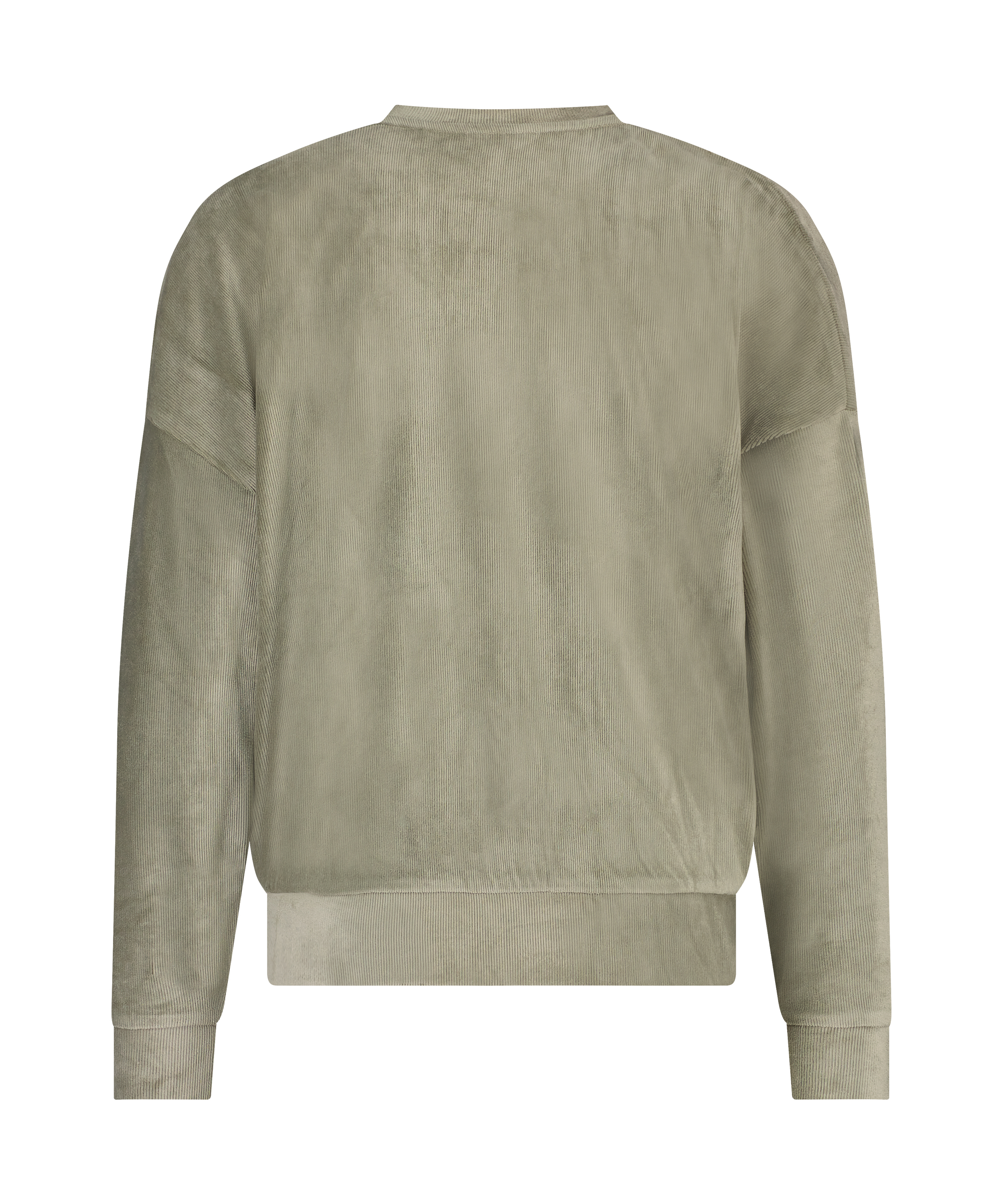 Velour rib top with long sleeves, Green, main