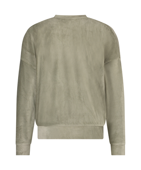 Velour rib top with long sleeves, Green