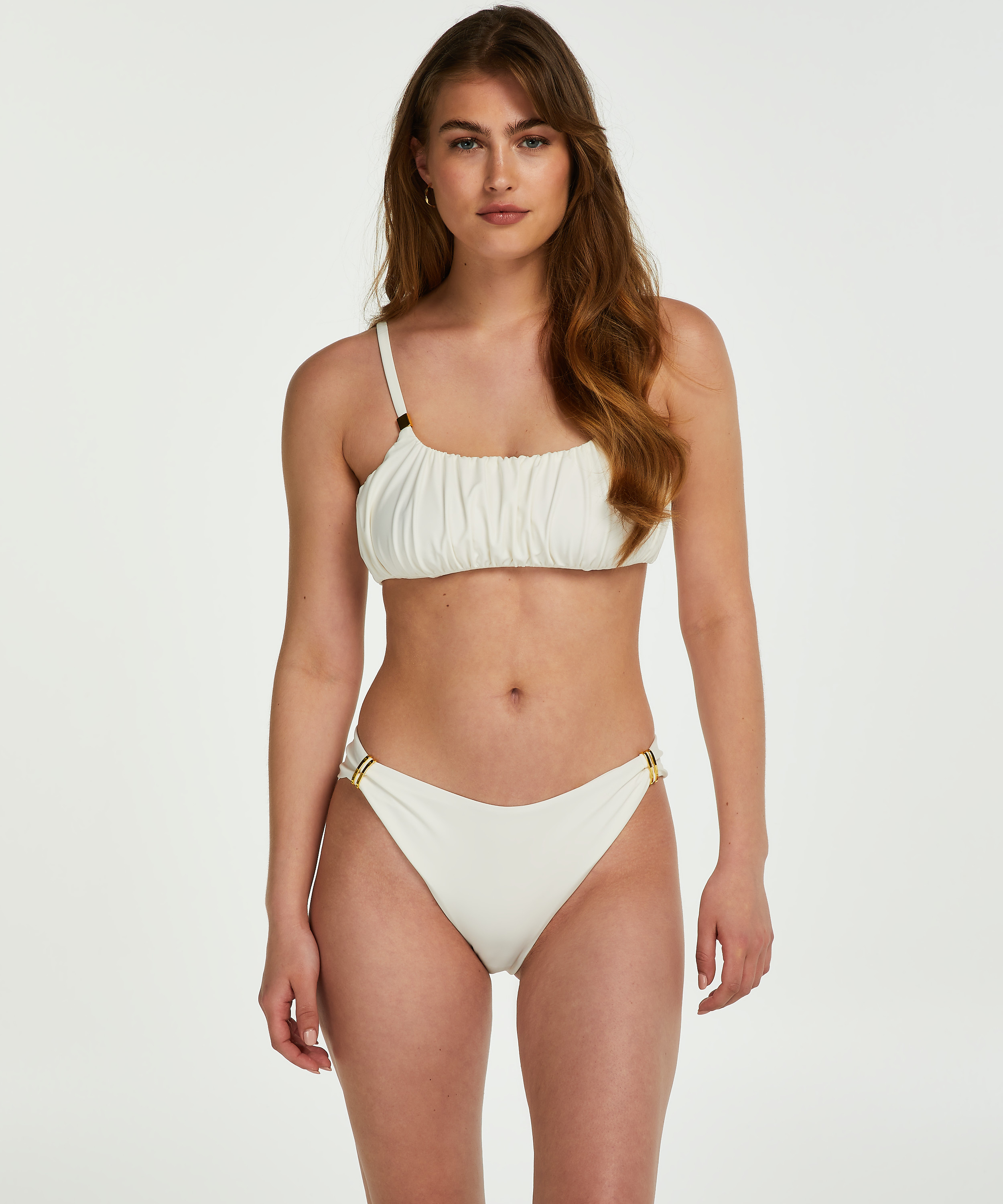 High Leg Bikini Bottoms, White, main