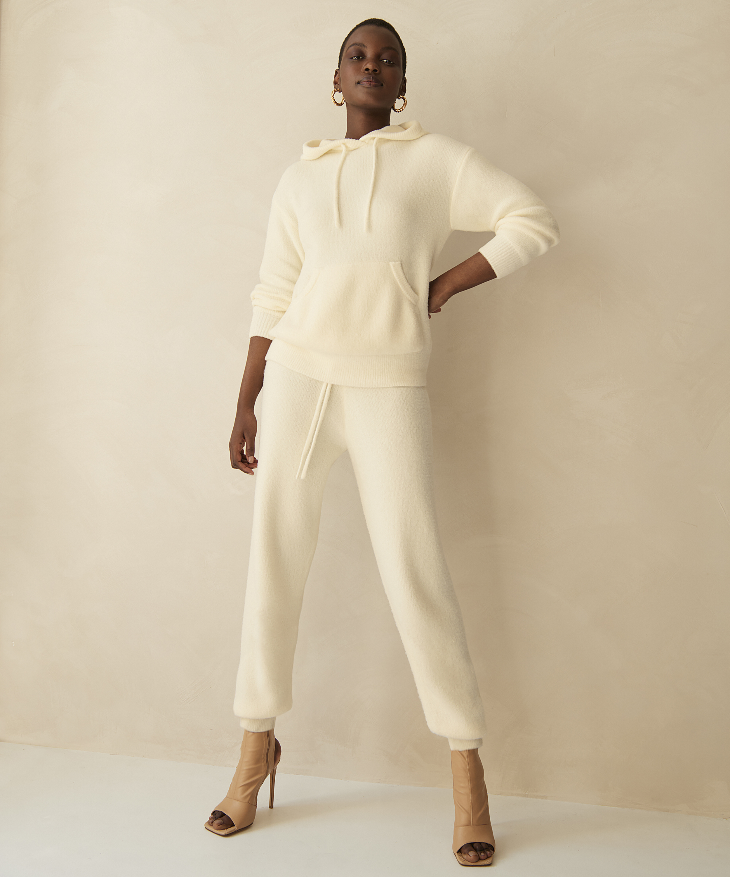 Premium Fluffy Joggers, White, main