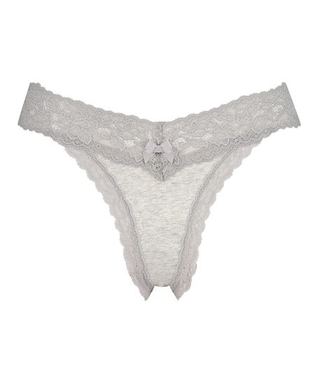 Cotton extra low thong, Grey