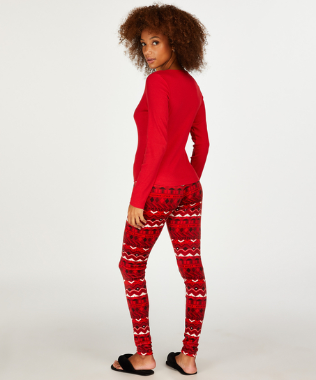 Velour Leggings, Red