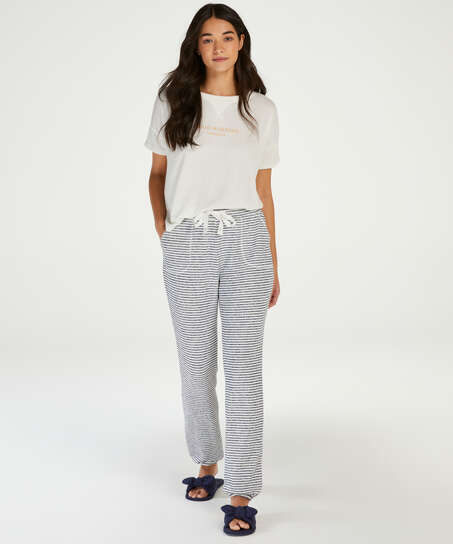 Brushed Stripe Pyjama Pants, Blue