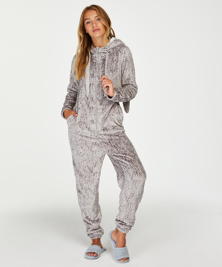 Flannel Fleece Onesie, Grey