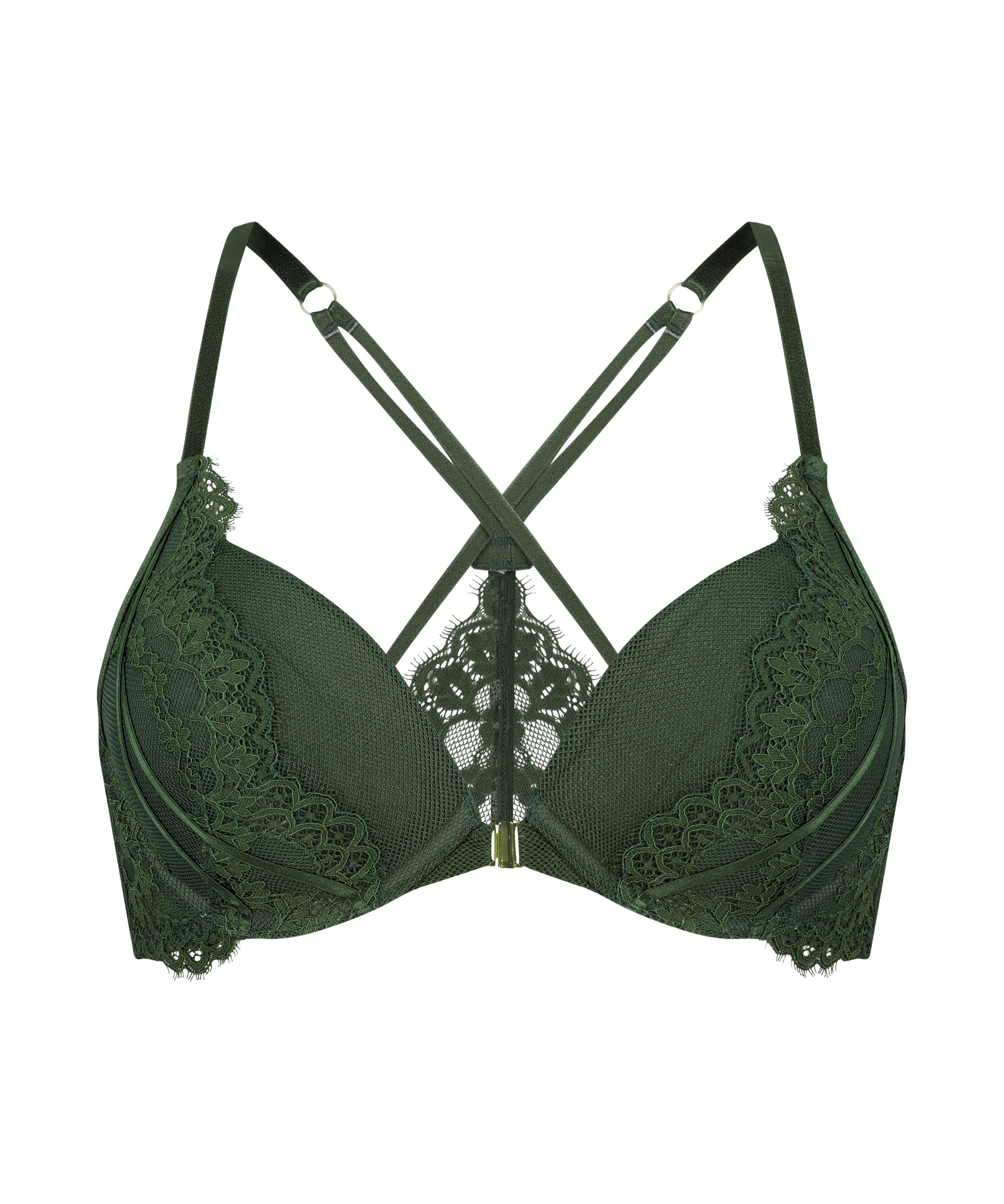 Miley padded push-up underwired bra, Green, main