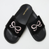 Velvet Bow Slider Slippers, Black