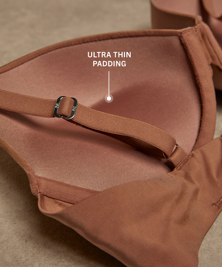 Smooth Padded Underwired Push-Up Bra, Brown