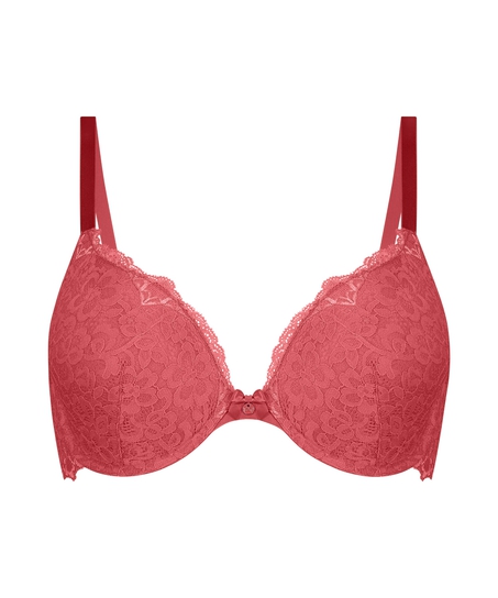 Marine Padded Underwired Push-Up Bra, Red