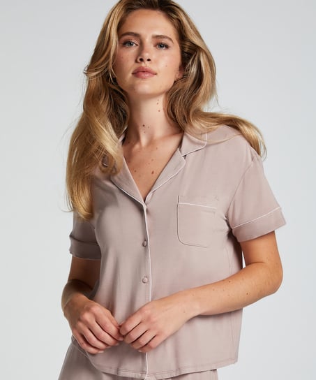 Essential Jersey Short-Sleeved Jacket, Beige