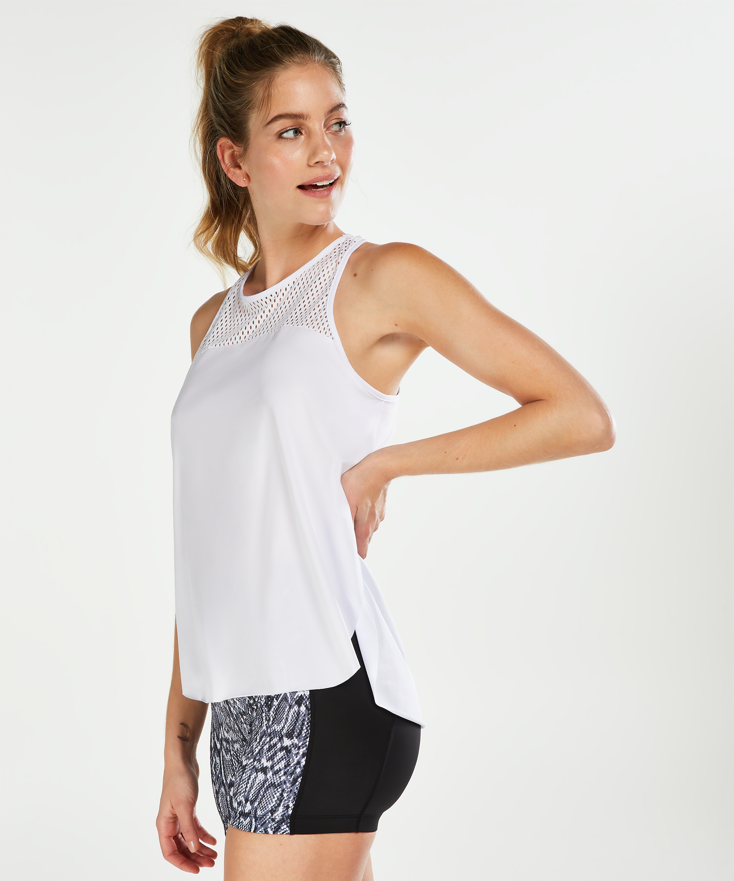 HKMX loose fit tank top, White, main