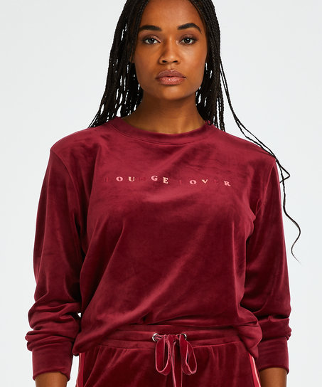 Long-sleeved Velours top, Red