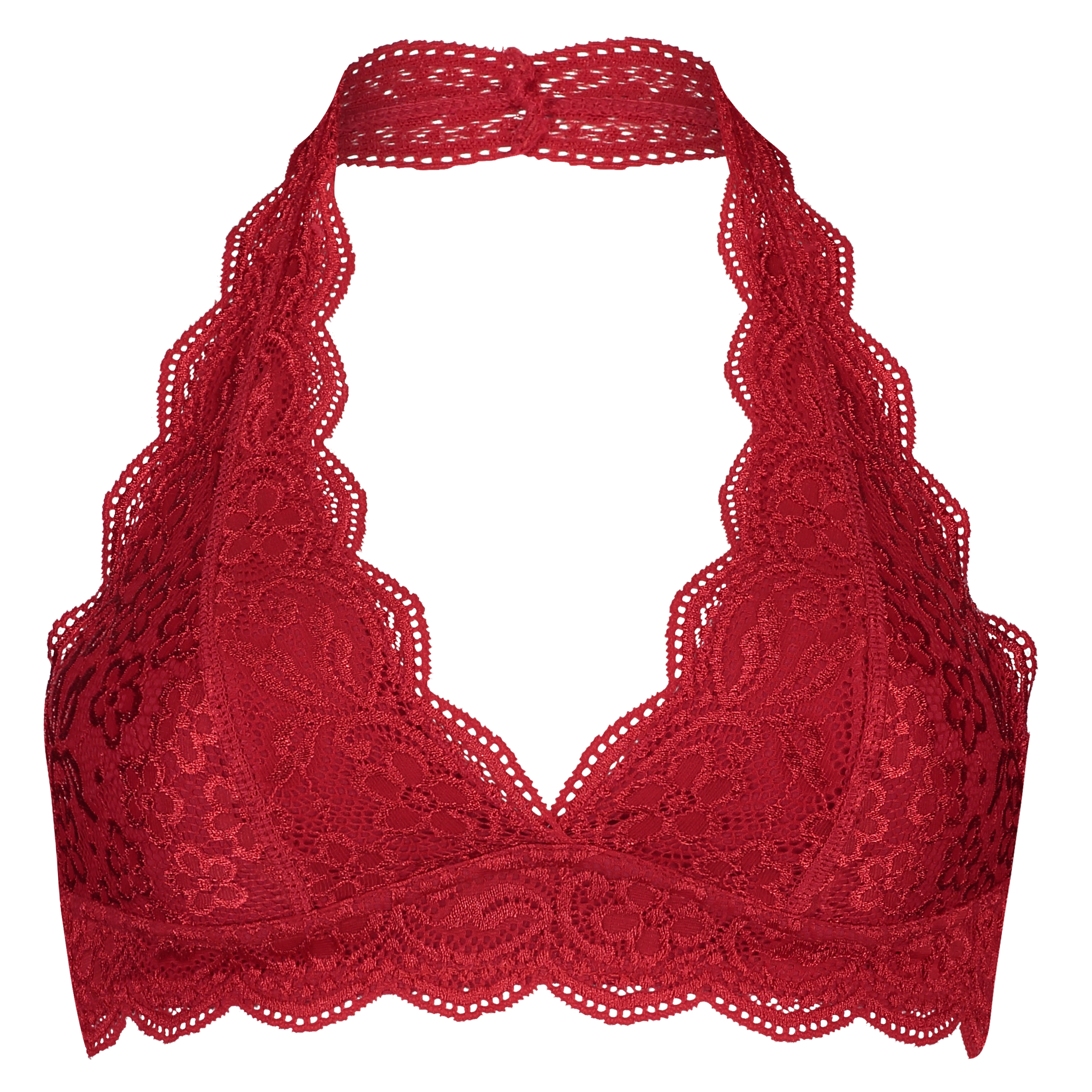 Halter Lace Bralette, Red, main