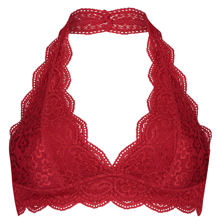 Halter Lace Bralette, Red