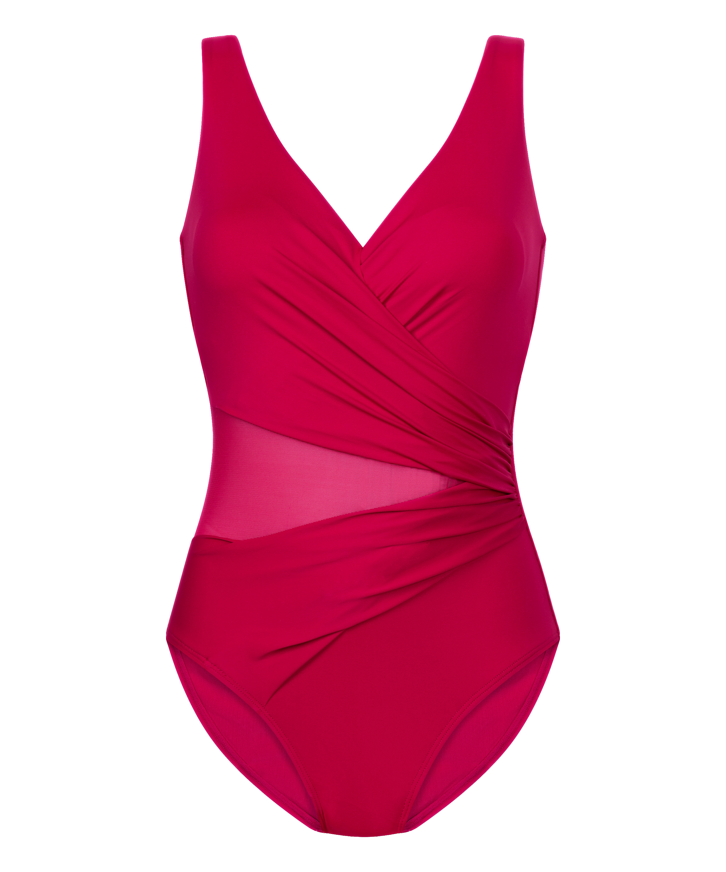 Shaping Shell Mesh Swimsuit, Pink, main