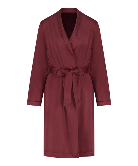 Satin Fleece Bathrobe, Red