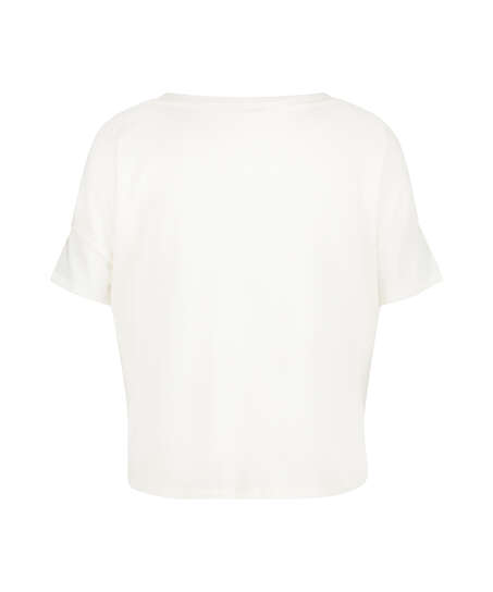 Short sleeve pyjama top in brushed jersey, White