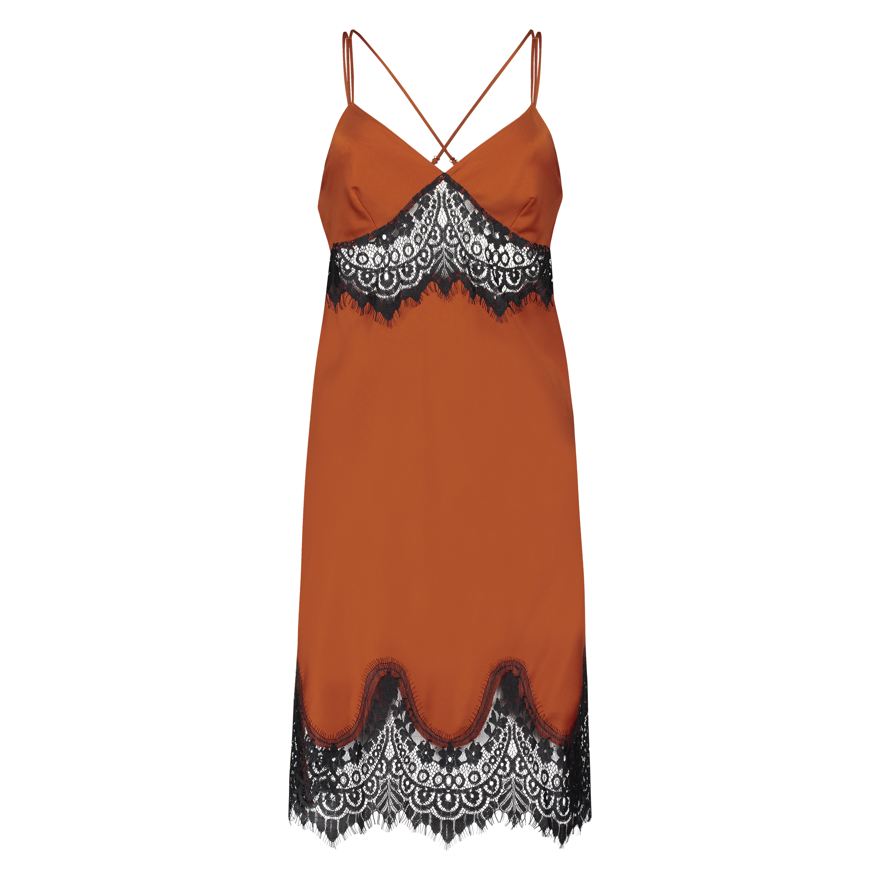 Lace Satin Slip Dress, Red, main