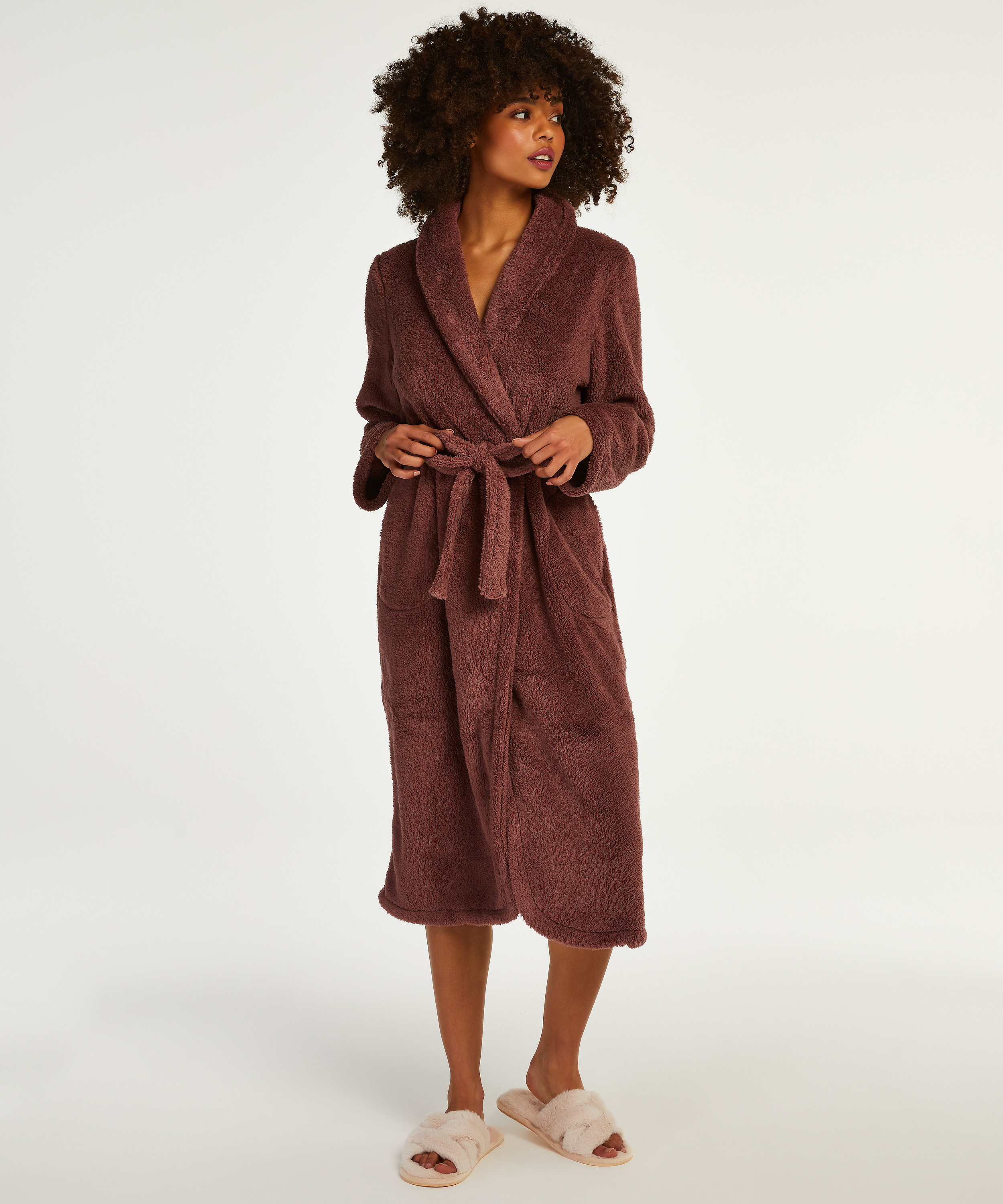 Fleece Bathrobe, Purple, main