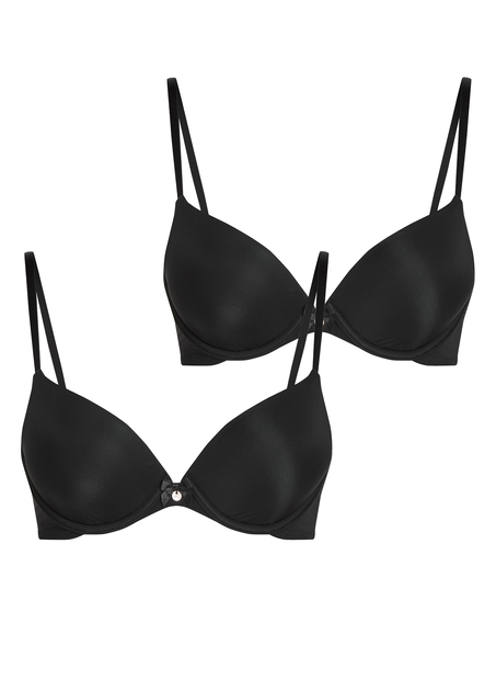 2-Pack Padded Underwired Bra, Black