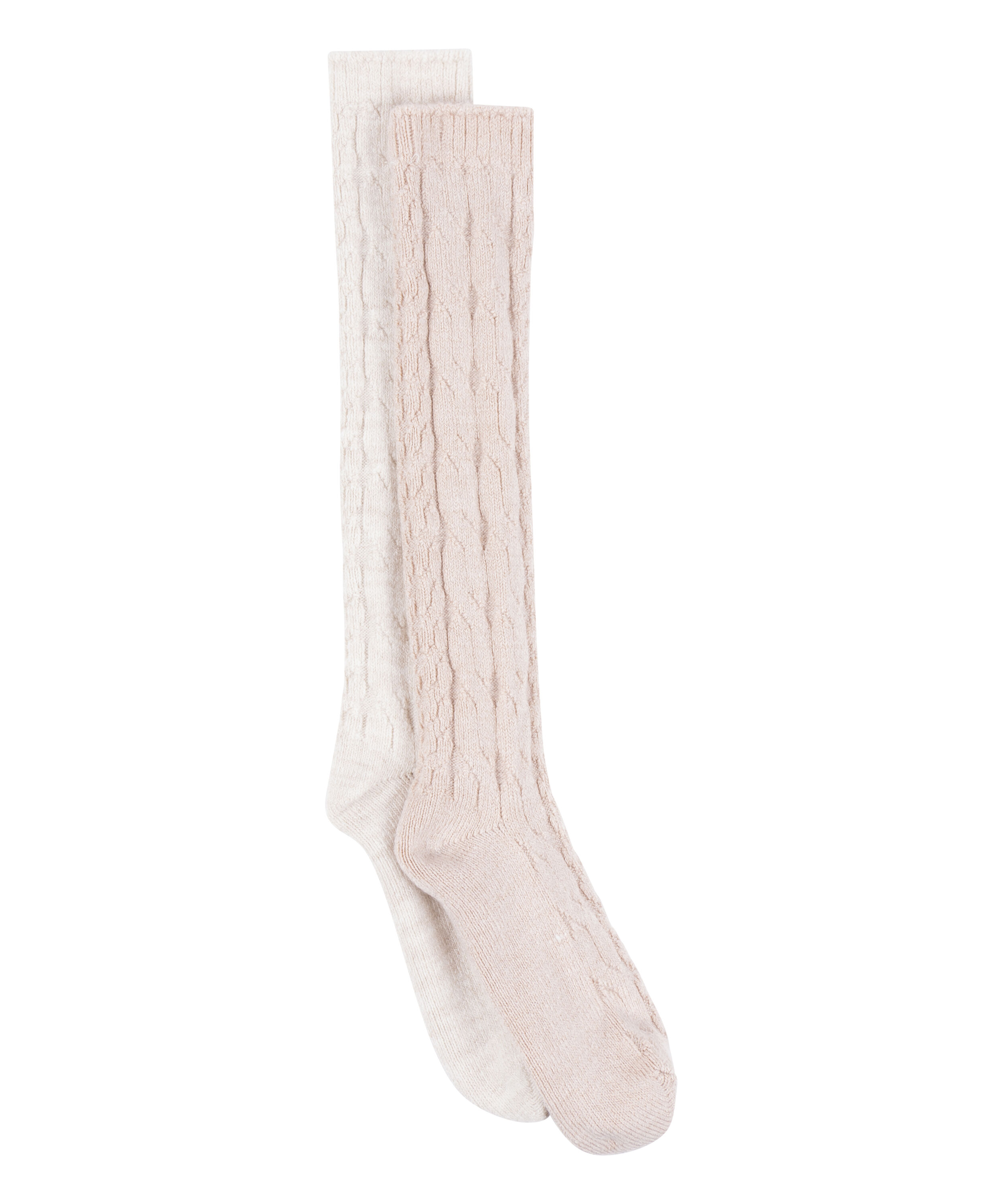2 Pair Long Socks, Beige