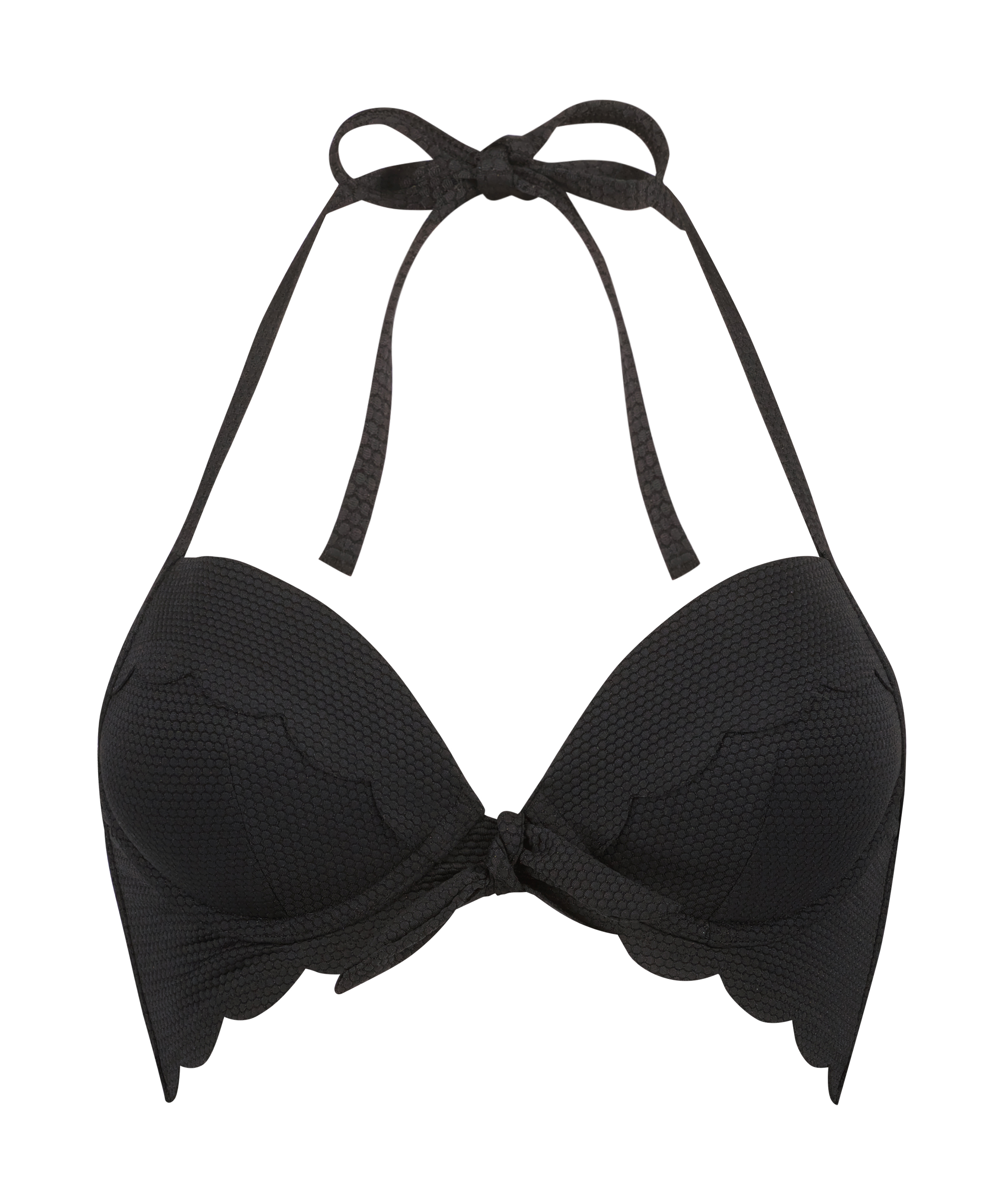 Scallop push-up underwired bikini top Cup A - E, Black, main