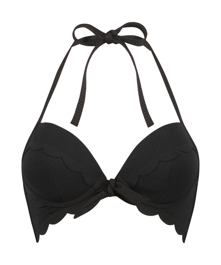 Scallop push-up underwired bikini top Cup A - E, Black