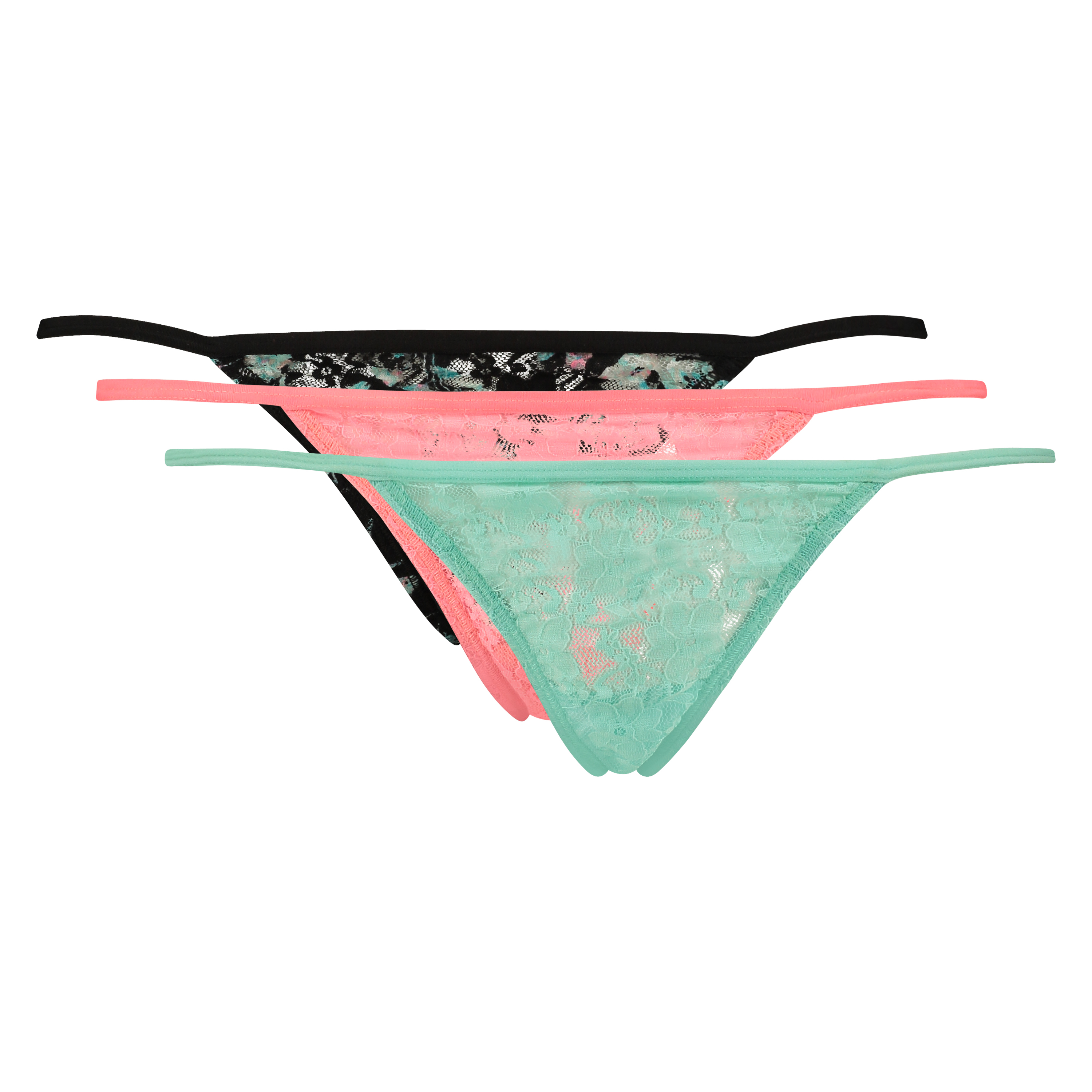 3-pack tangas lace, Blue, main