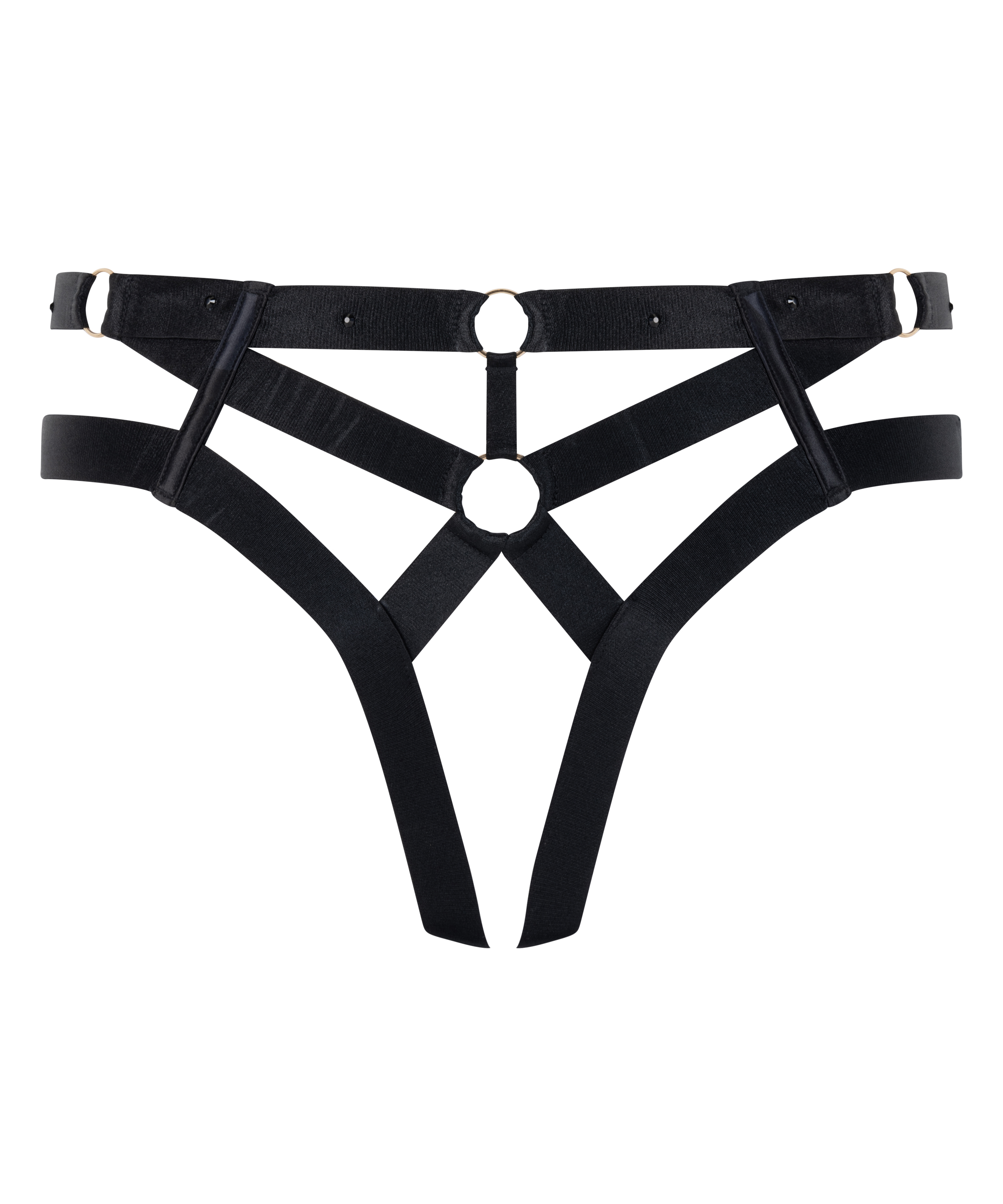 Athena Open Crotch Thong, Black, main