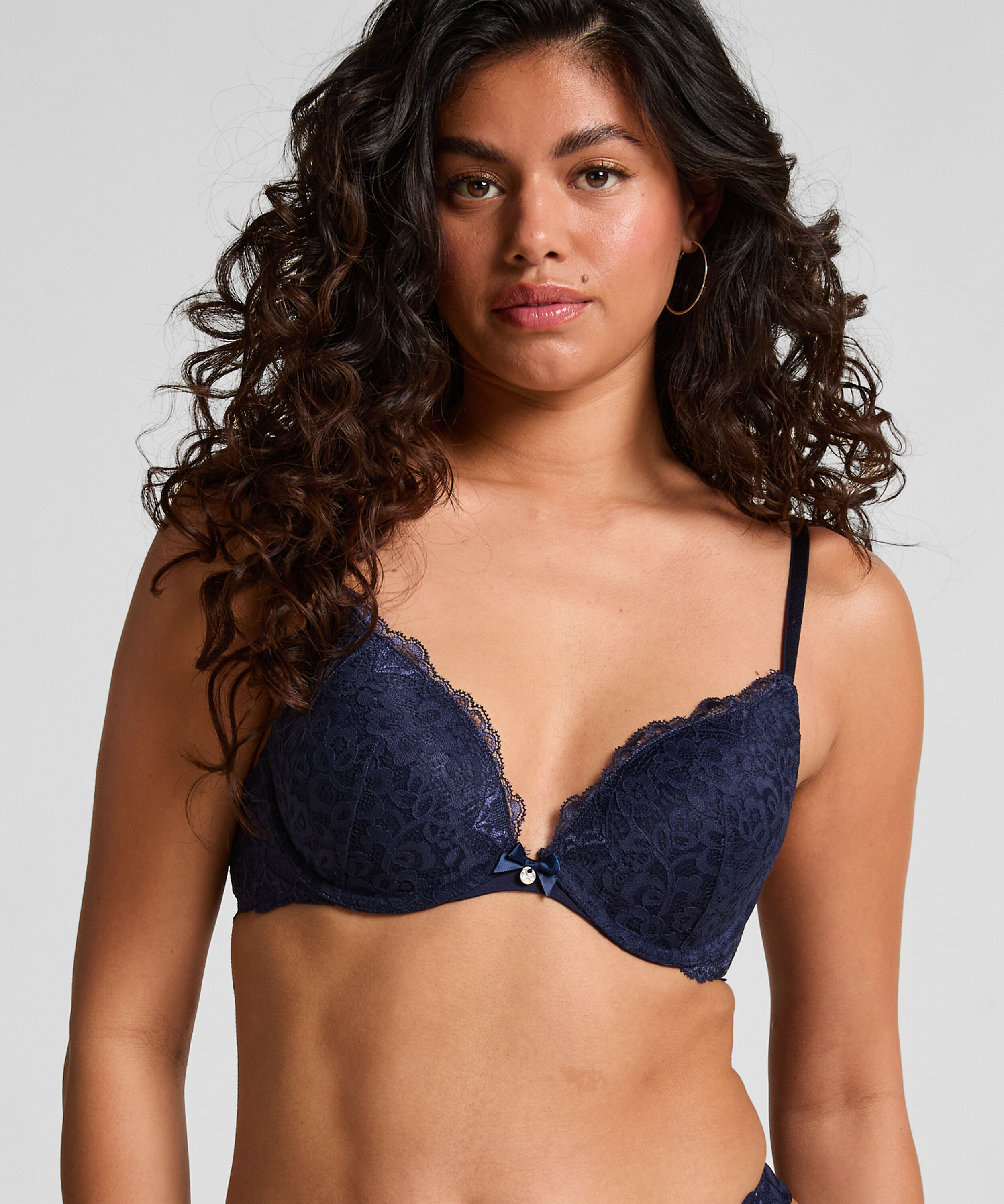 Marine Padded Underwired Push-Up Bra, Blue